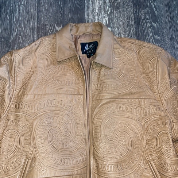 Vtg. Max USA Caramel Tan Swirl Leather Size: 3X - Picture 4 of 13